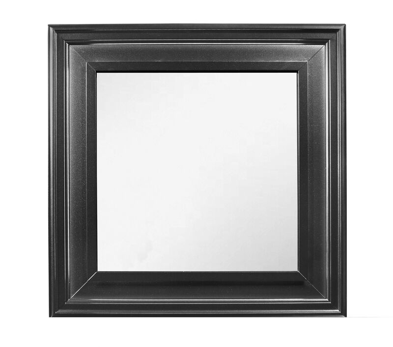 HomeRoots 38" Gray Square Wood Framed Accent Mirror image number 2