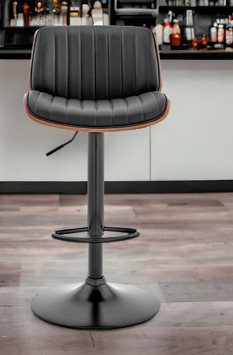 Hivvago Dark Gray Brown And Black Iron and Faux Leather Adjustable Height Swivel Bar Chair
