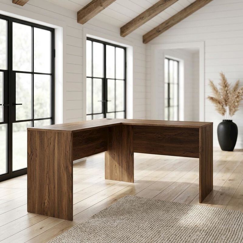 L-Shaped Wood Office Desk with Spacious Work Surface and Sturdy Legs image number 3