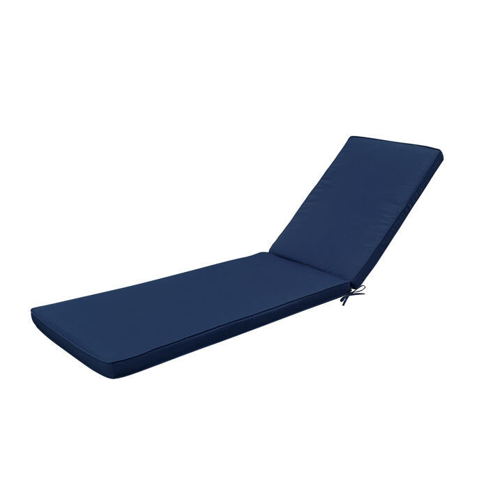 2 PCS Set Outdoor Lounge Chair Cushion Replacement Patio Furniture Seat Cushion Chaise Lounge Cushion-Navy Blue