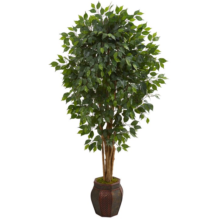 HomPlanti 6 Feet Ficus Artificial Tree in Decorative Planter