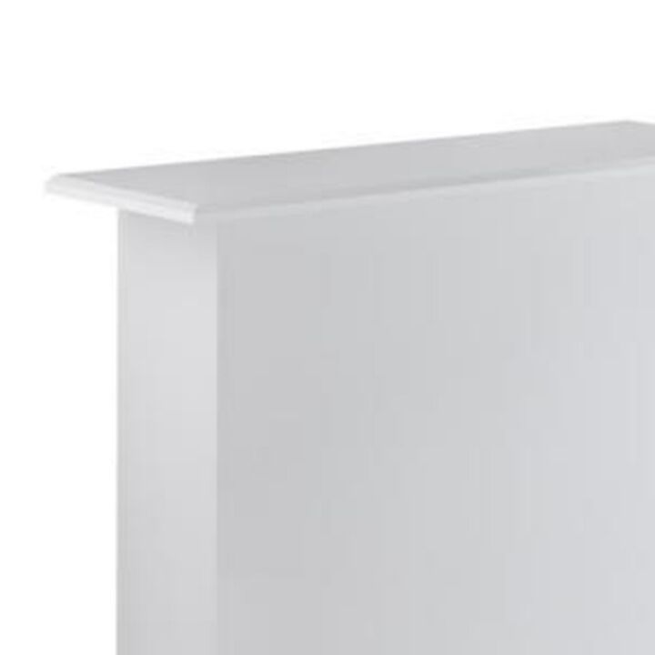 Rectangular Wooden Bar Table with Storage, White and Chrome-Benzara