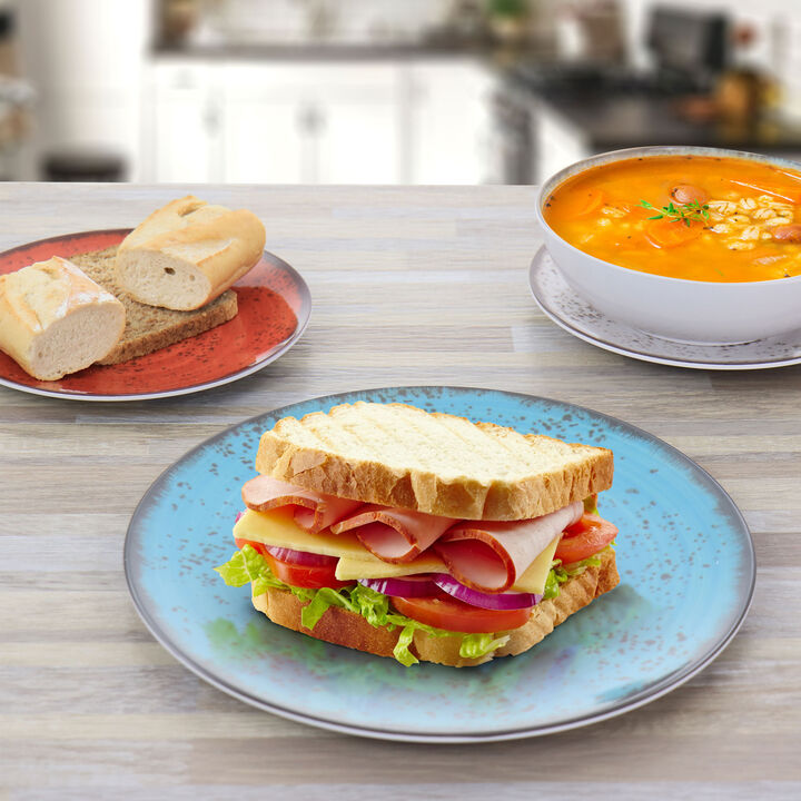 Elama Pryce 12 Piece Melamine Dinnerware Set in Assorted Colors