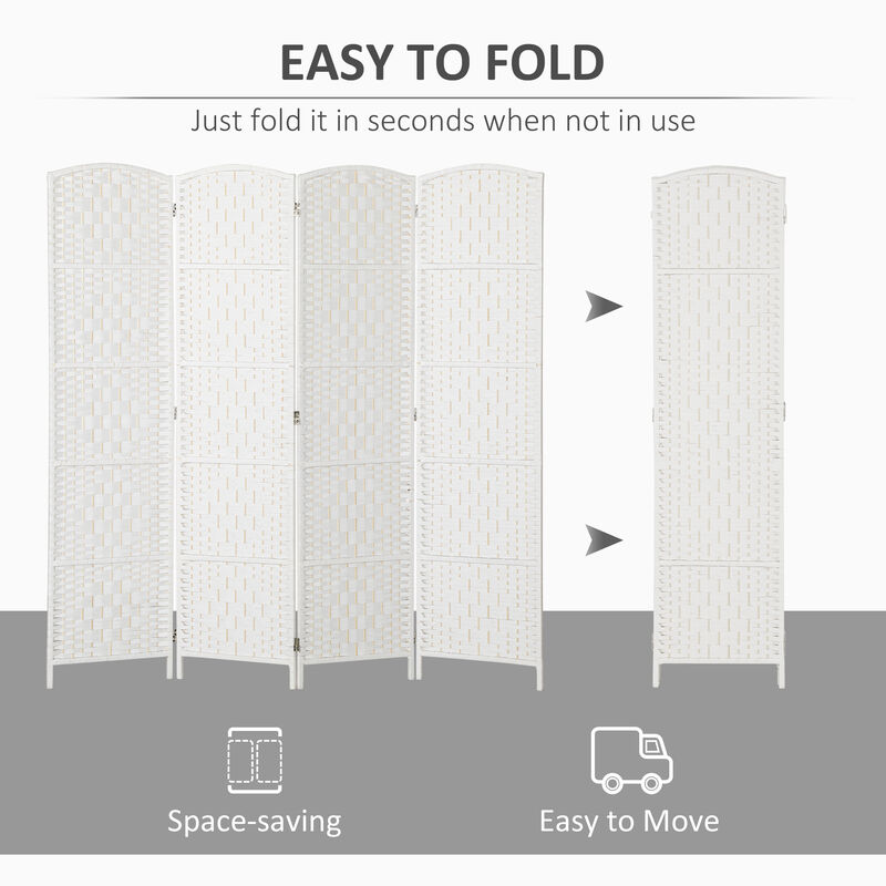 Hivvago 6FT Tall 4-Panel Woven Folding Room Divider image number 3