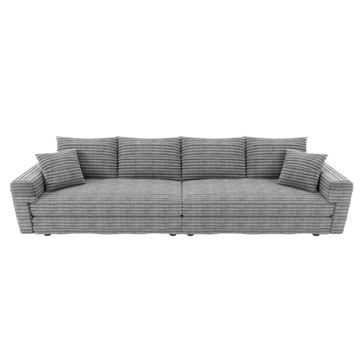 Nodwim 102.4 " Plush Corduroy 4-Seat Convertible  Sofa