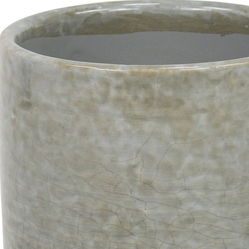 HomeRoots Gray Ceramic 20 Ounce Crackle Mosaic Round Distressed Pot Planter image number 3