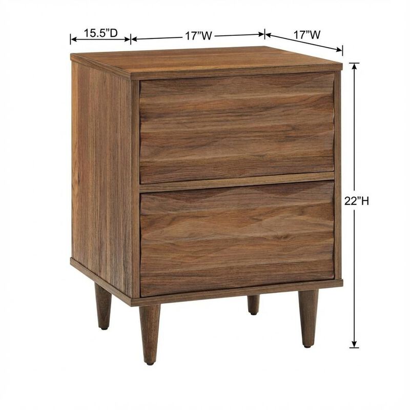 Brown Wooden Nightstand with Two Drawers and Sleek Modern Design image number 1