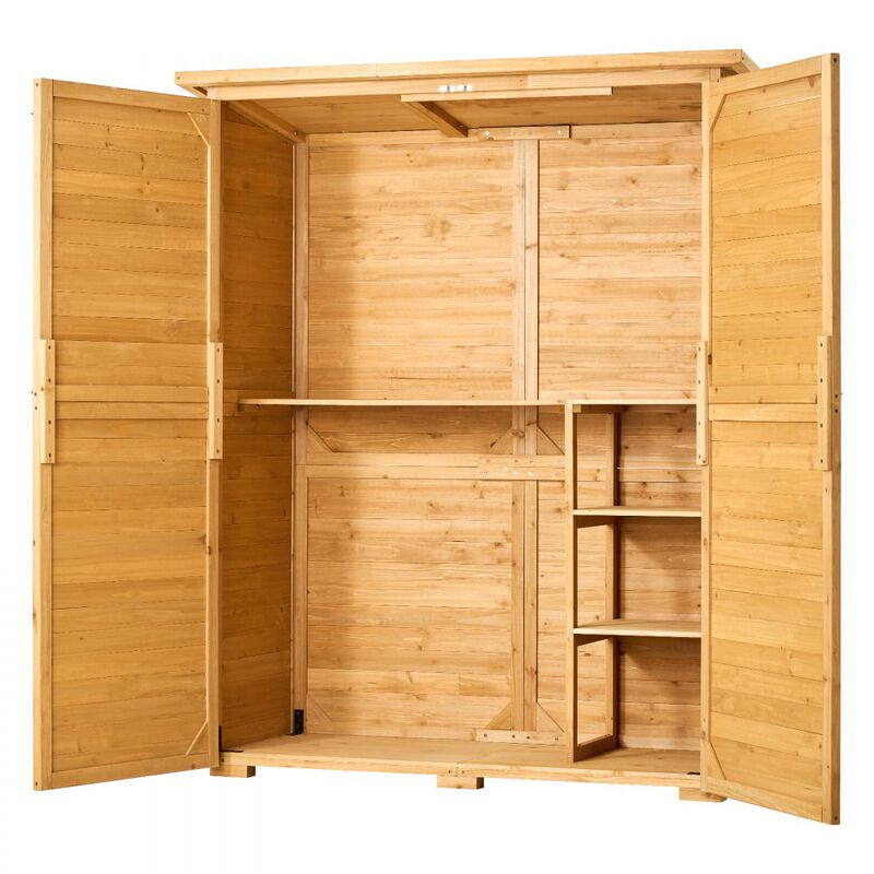 Waterproof Garden Storage Shed with Wood Panels and Metal Structure for Tools