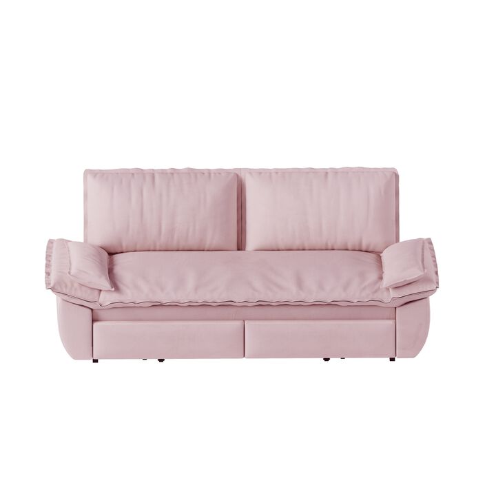 Whisen 3-in-1 Velvet Queen Sleeper Sofa Bed & Chaise Lounge & Loveseat Sofa, 2 Seats