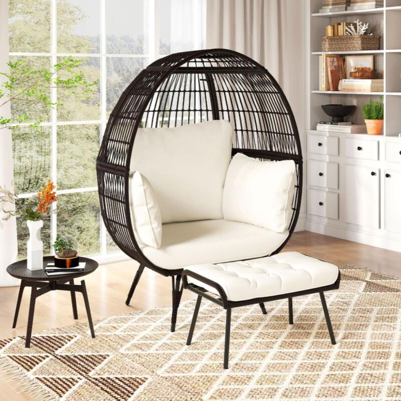 Hivvago Oversized Egg Chair with Ottoman and Soft Cushions
