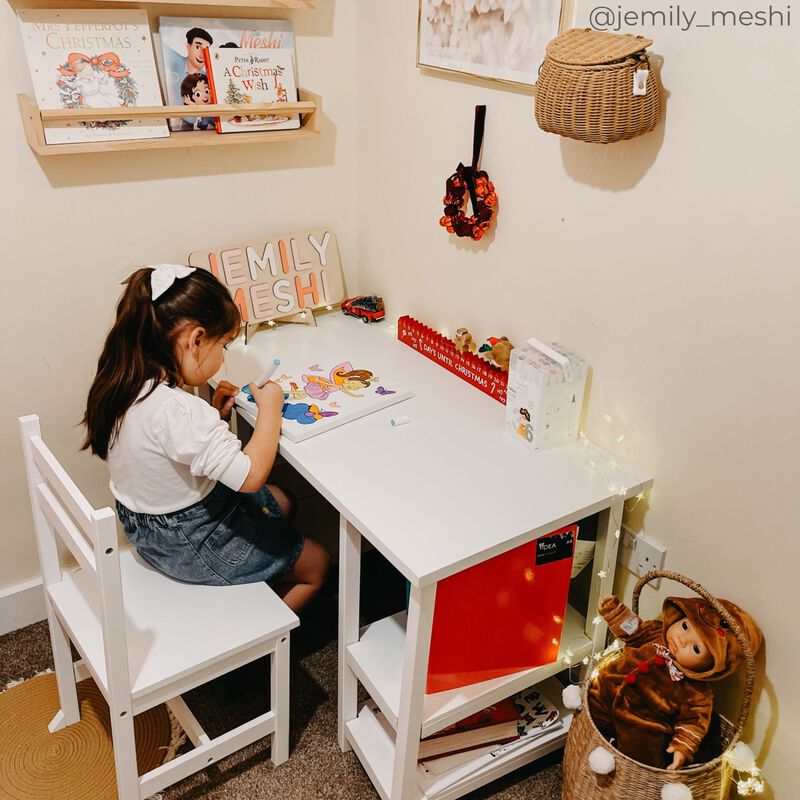 Play Desk with Shelves and Chair, White image number 5