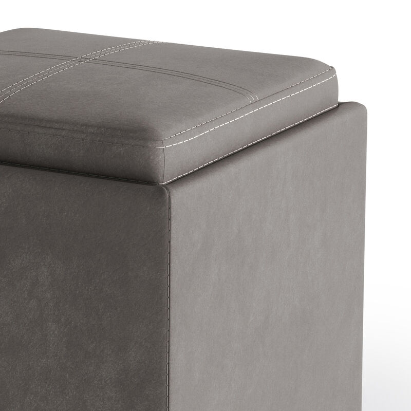 Simpli Home Rockwood Cube Storage Ottoman with Tray image number 4