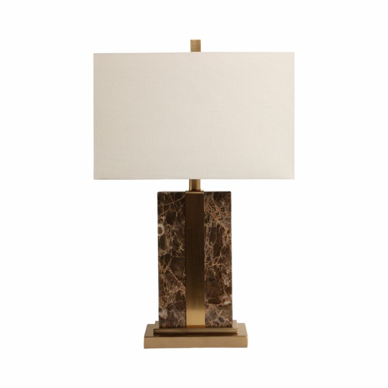 26x16" Rectangle Marble Lamp W/ Antique Brass, Bro image number 4