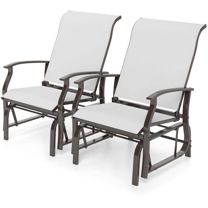 2-Piece Patio Glider Chairs with Ergonomic Backrest and Seat