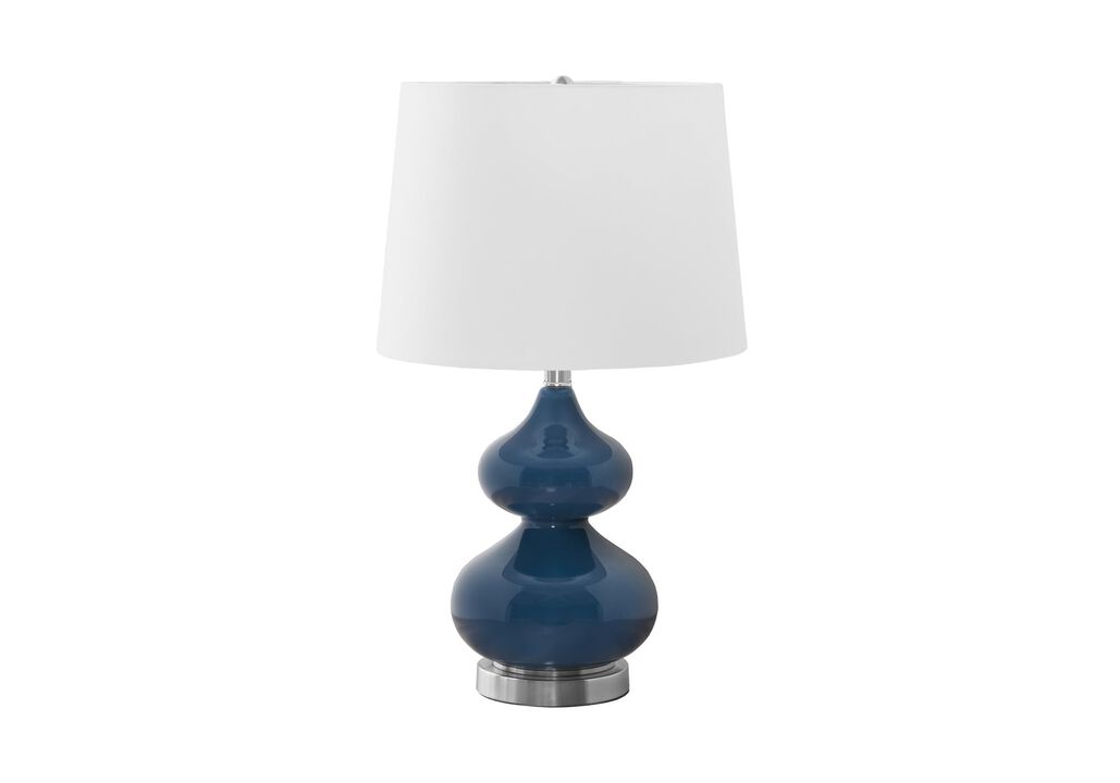 Monarch Specialties 9767, Blue Cream, Contemporary Lighting Table Lamp Glass Ivory Shade, 14" L x 14" W x 24" H