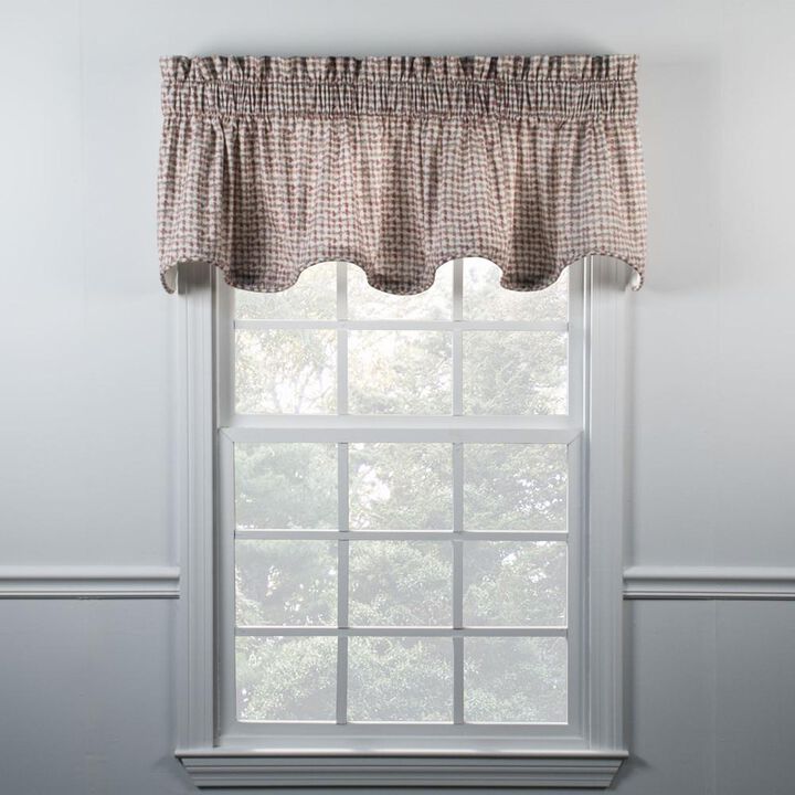 Ellis Curtain Davins High Quality Room Darkening Solid Natural Color Lined Scallop Window Valance - 70 x17" - 70" x 17" CLY