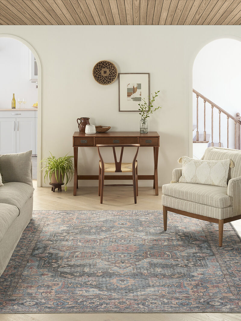 Machine Washable Series 1 SR101 Light Blue/Multicolor 7'10" x 9'10" Rug