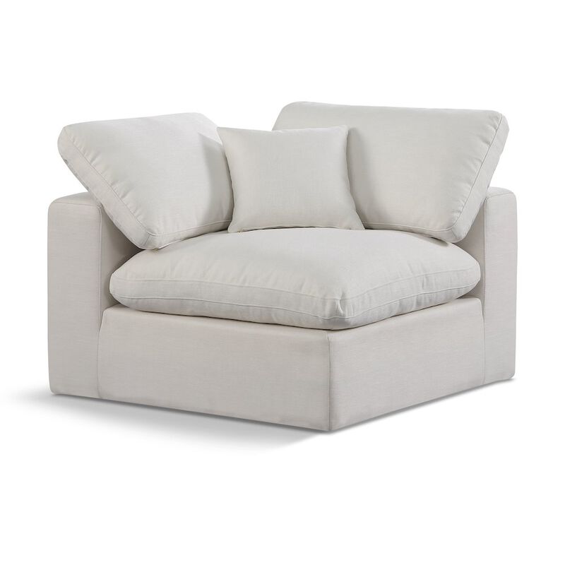 Meridian Furniture Comfy Cream Linen Textured Fabric Modular Corner Chair