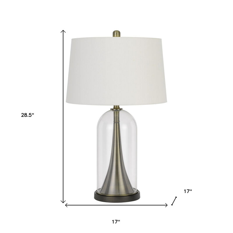 Hivvago 29" Clear Metal Table Lamp With White Empire Shade