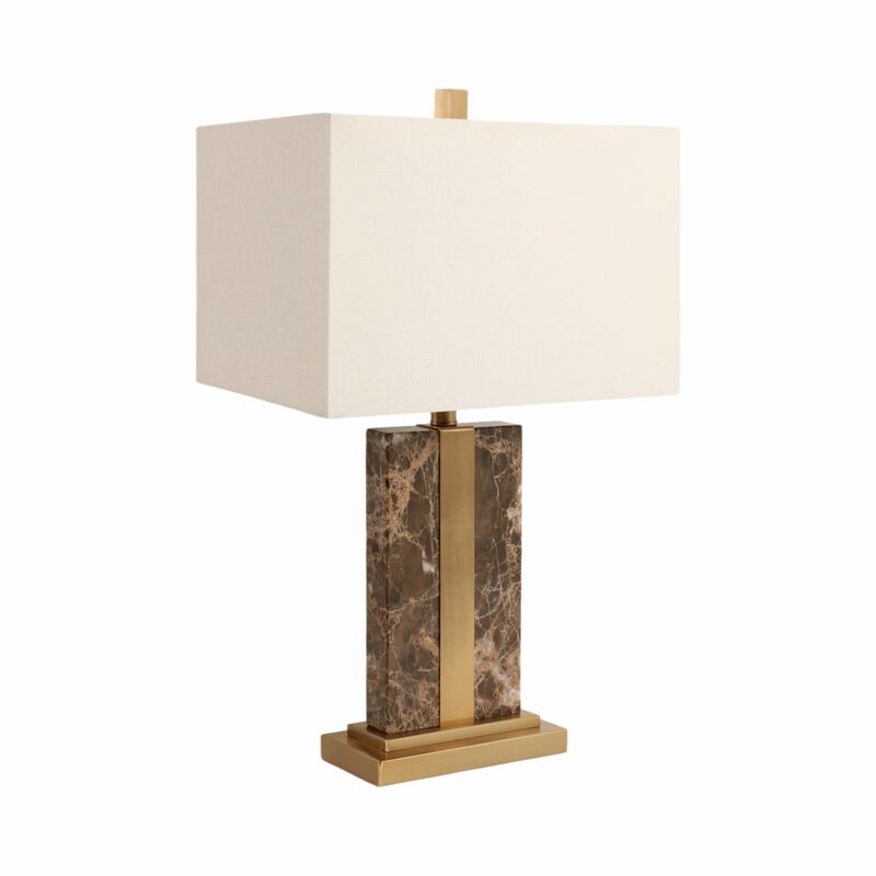 26x16" Rectangle Marble Lamp W/ Antique Brass, Bro image number 2