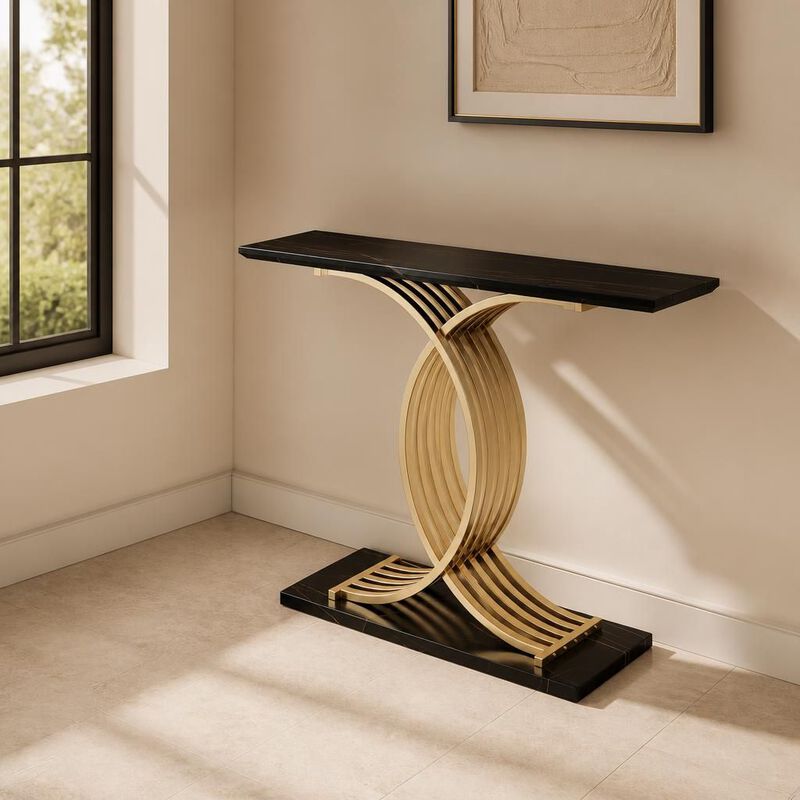 GOODSILO Narrow Accent Console Table with Gold Intertwined Metal Legs, Luxury High-End Entryway Furniture for Hallway Living Spaces image number 2