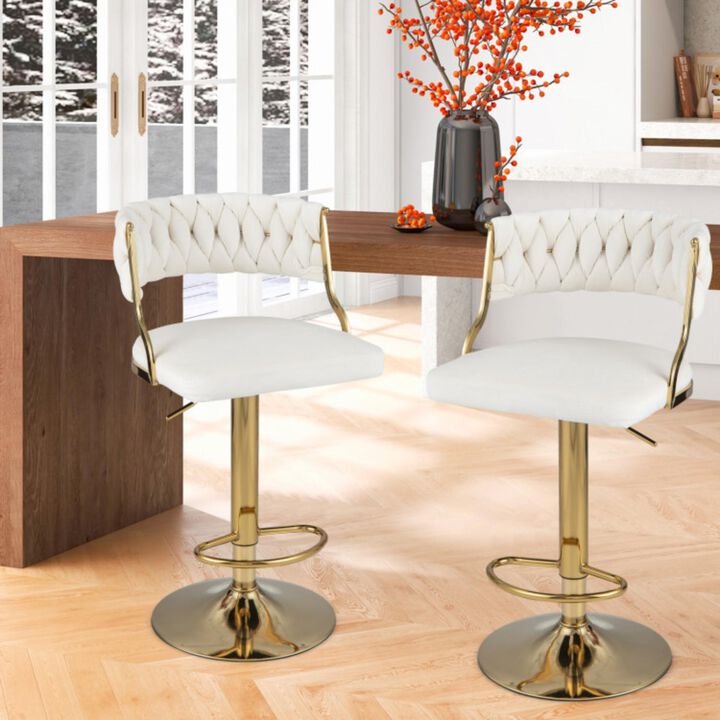 Hivvago Swivel Barstool with Woven Back Set of 2 for Kitchen Island Cafe