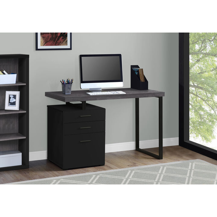 Monarch Specialties I 7411 Computer Desk, Home Office, Laptop, Left, Right Set-up, Storage Drawers, 48"L, Work, Metal, Laminate, Black, Grey, Contemporary, Modern