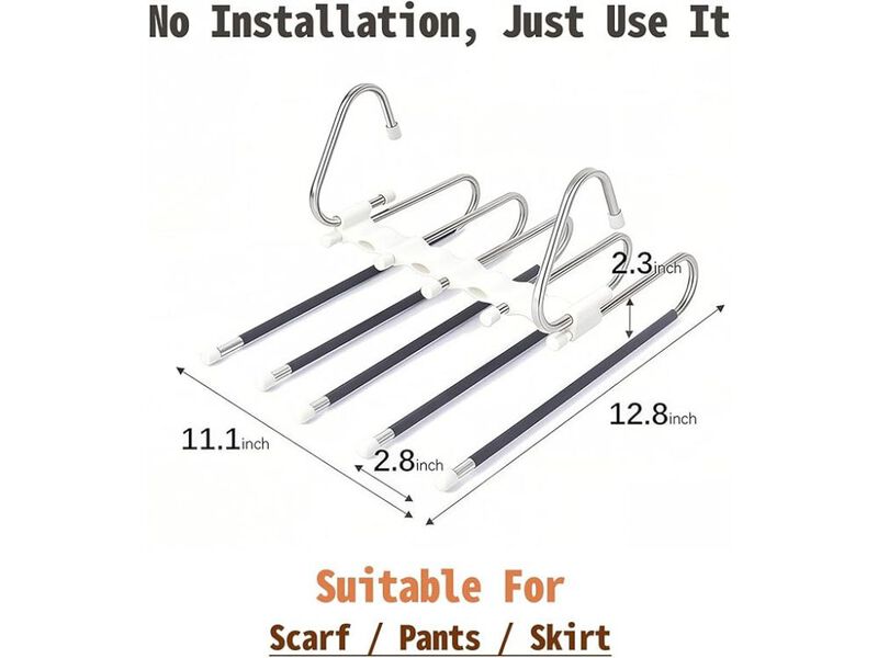 5-Tier Pants Hangers | Space-Saving 2-Pack Closet Organizers and Storage image number 2