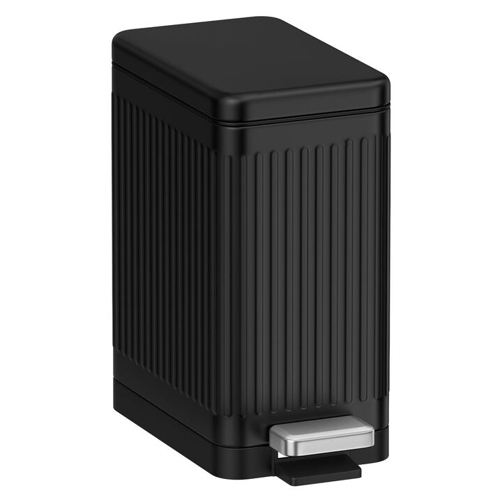 Bathroom Trash Can 6L Stainless Steel with Soft Close Lid Black