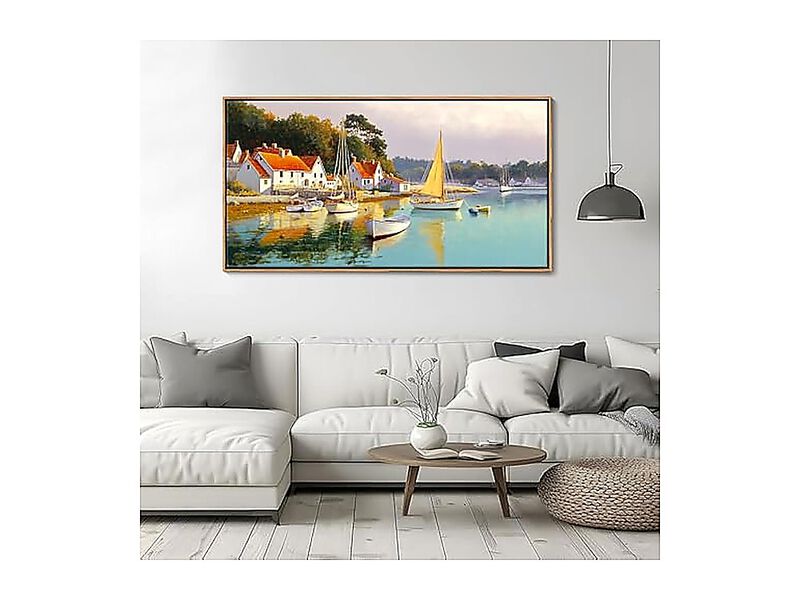 Coastal Wall Art Rustic Ocean Boat Canvas Living Room Bedroom Decor Framed Walls image number 3