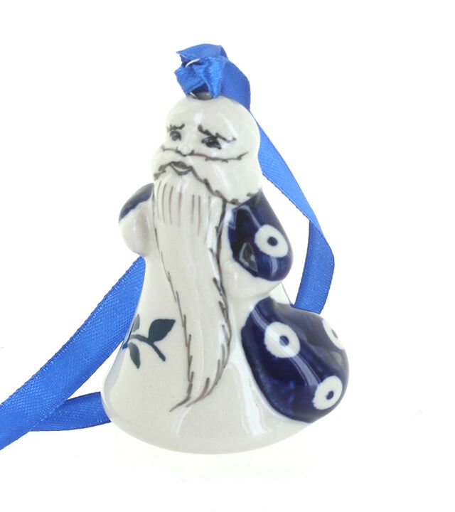 Blue Rose Polish Pottery Blue Violet Father Christmas Ornament