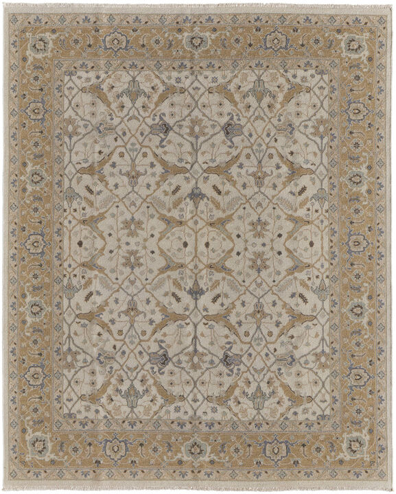 HomeRoots Wool Oriental Hand Knotted Area Rug With Fringe
