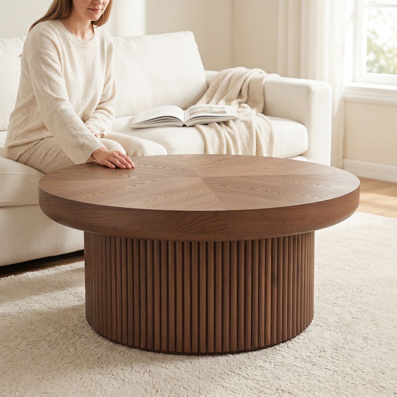 Stakda Round Fluted Coffee Table image number 3