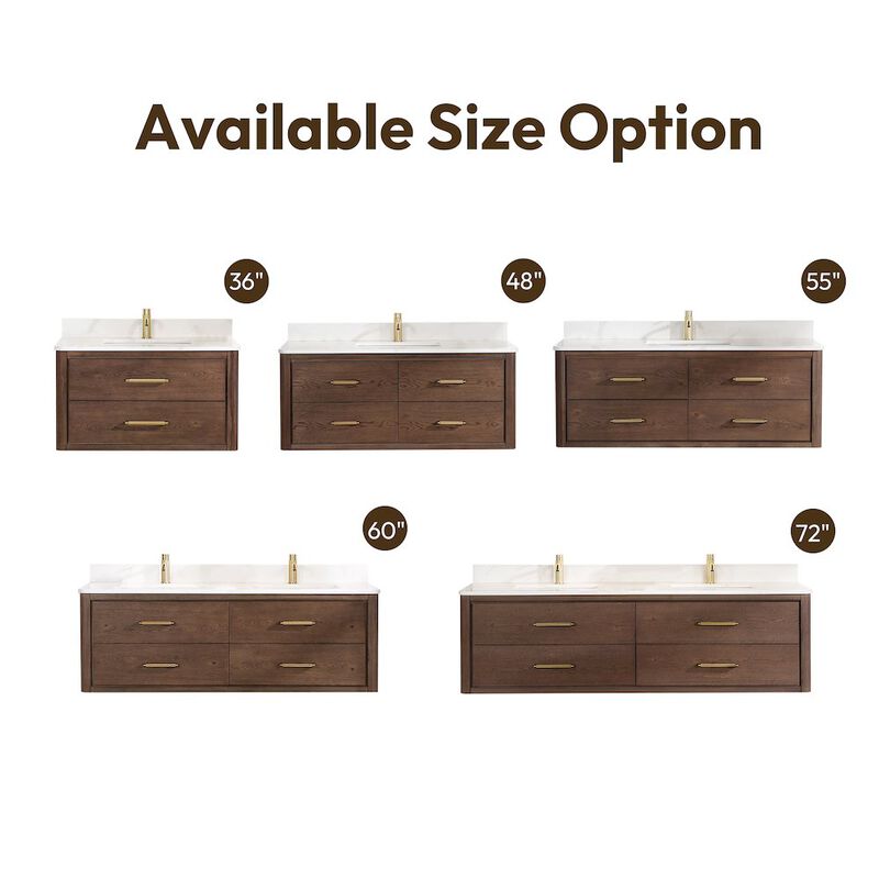 Vinnova Design Cristo 55 Floating Single Bath Vanity in Aged Dark Brown Oak image number 5