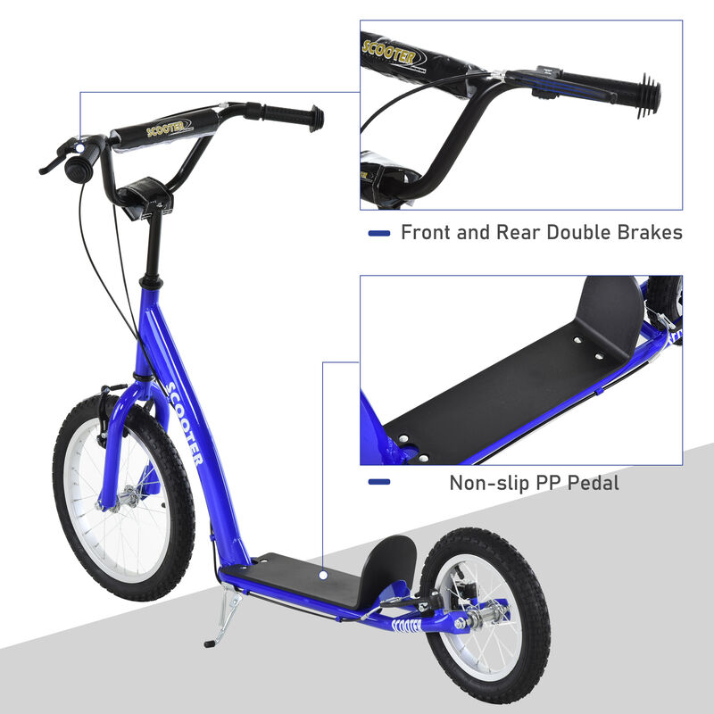 BreeBe Youth Scooter Kick Scooter with Adjustable Handlebar 16" Front and 12" Rear Dual Brakes Inflatable Wheels image number 3