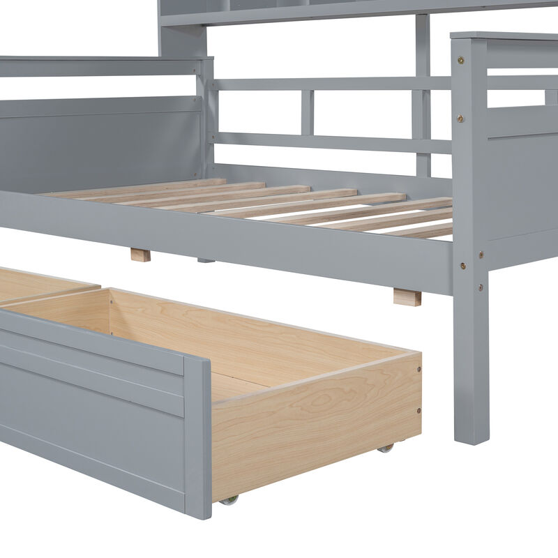 Merax Modern Daybed Bed with  Storage Shelves