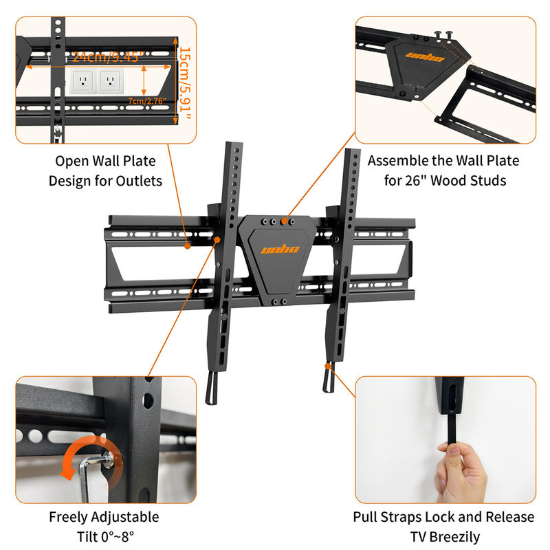 Metal Tilting TV Mount TV Wall Mount for 30-75 in TV Mount Bracket Up To 88 lbs image number 7