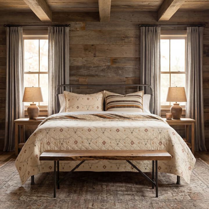 Maverick Longhorns Twin Reversible Quilt Set