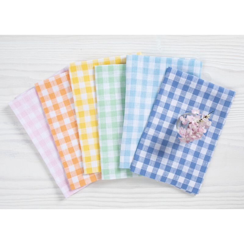 Solino Home 100% Pure Linen Placemats 14 x 19 Inch Set of 4 - Gingham Check