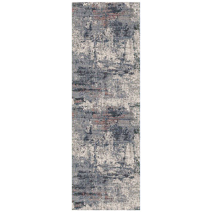 HomeRoots 8' Gray and Ivory Abstract Power Loom Runner Rug