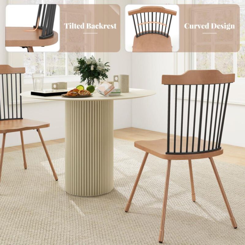 Hivvago Dining Chair with Spindle Back and Ergonomic Contoured Seat Set of 2