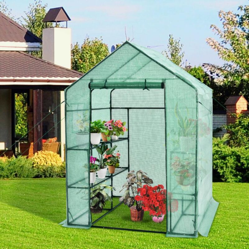 Hivvago Walk-in Greenhouse 56 x 56 x 77 Inch Gardening with Observation Windows