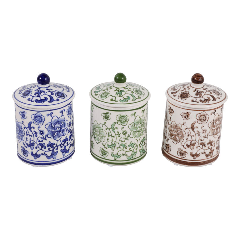 S/3 6" Chinoiserie Ceramic Jar image number 4