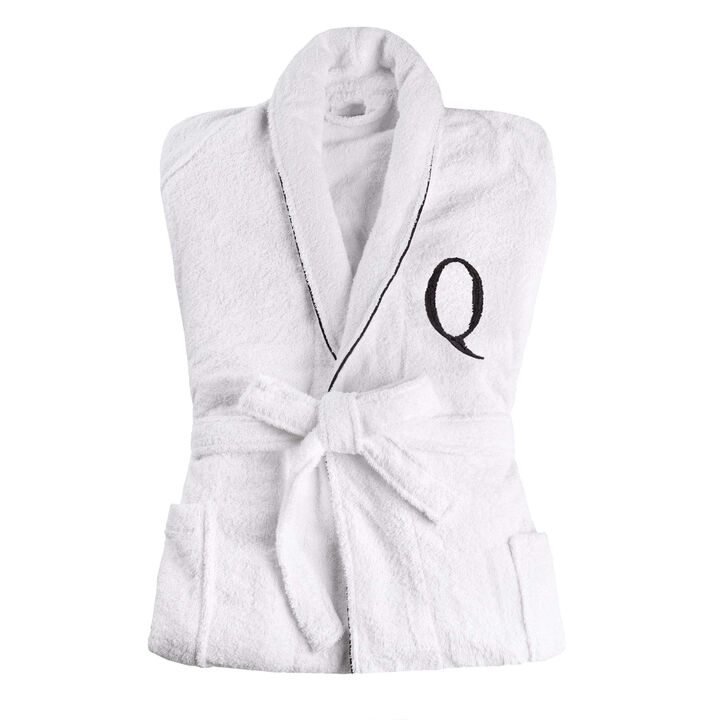 Cotton Embroidered Bath Robe with Letter Q for Men and Women