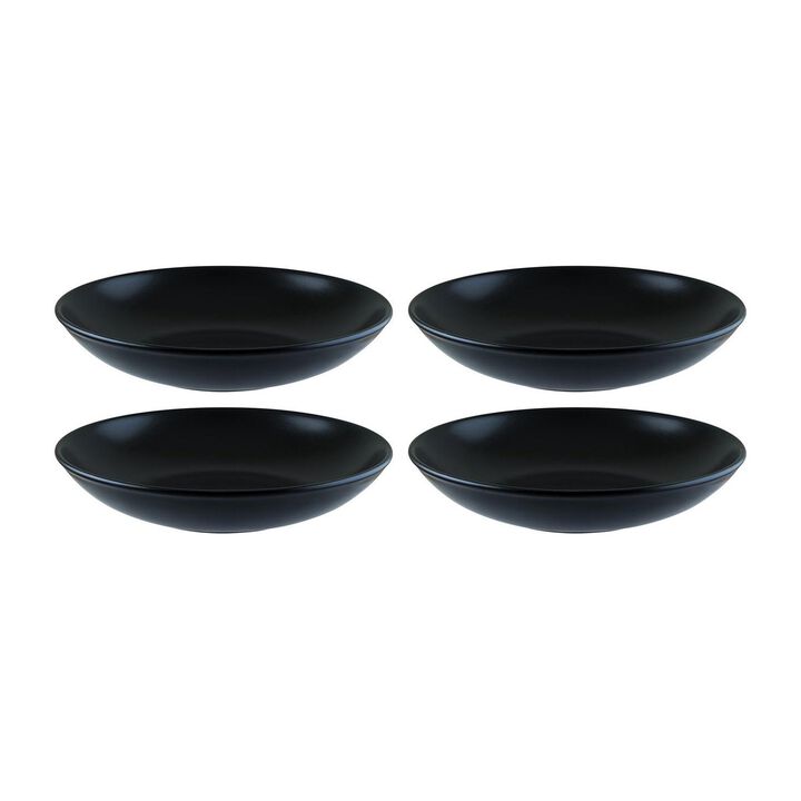 Notte dia.9" h:2" 34 oz. Round Black Porcelain Bowl (Set of 4)