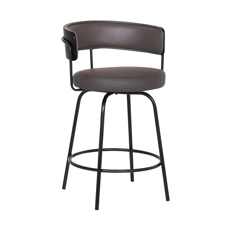 Avalon  Gray Faux Leather Swivel Barstool in Black Powder Coated Finish image number 0