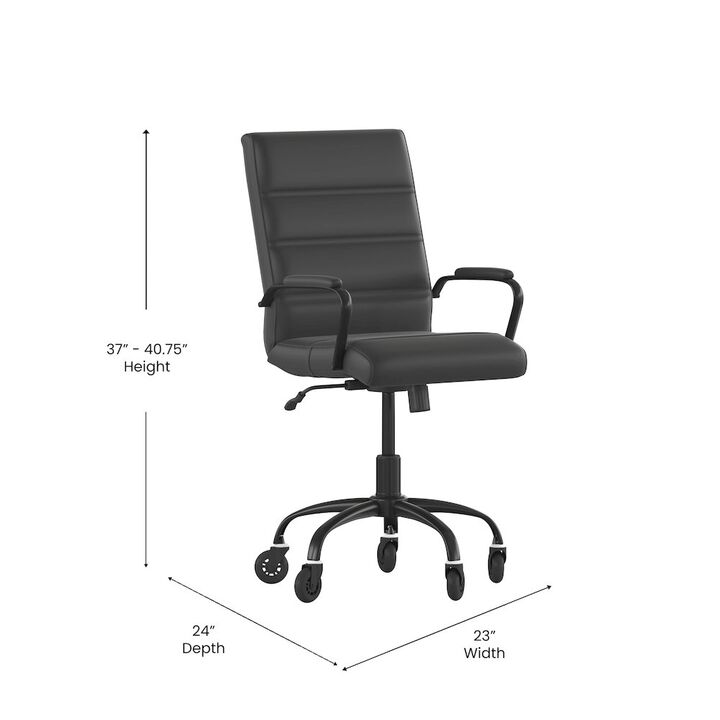Flash Furniture Mid-Back Black Executive Swivel Office Chair with Black Frame, Arms,