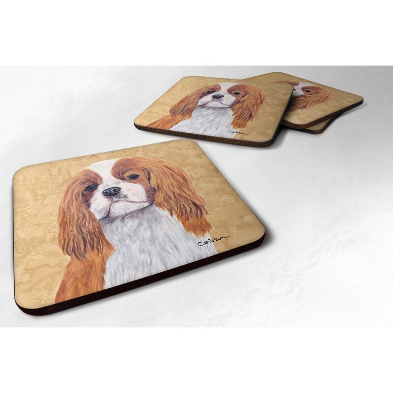 Caroline's Treasures SC9118FC Cavalier Spaniel Foam Coasters (Set of 4), 3.5 H x 3.5 W, Multicolor