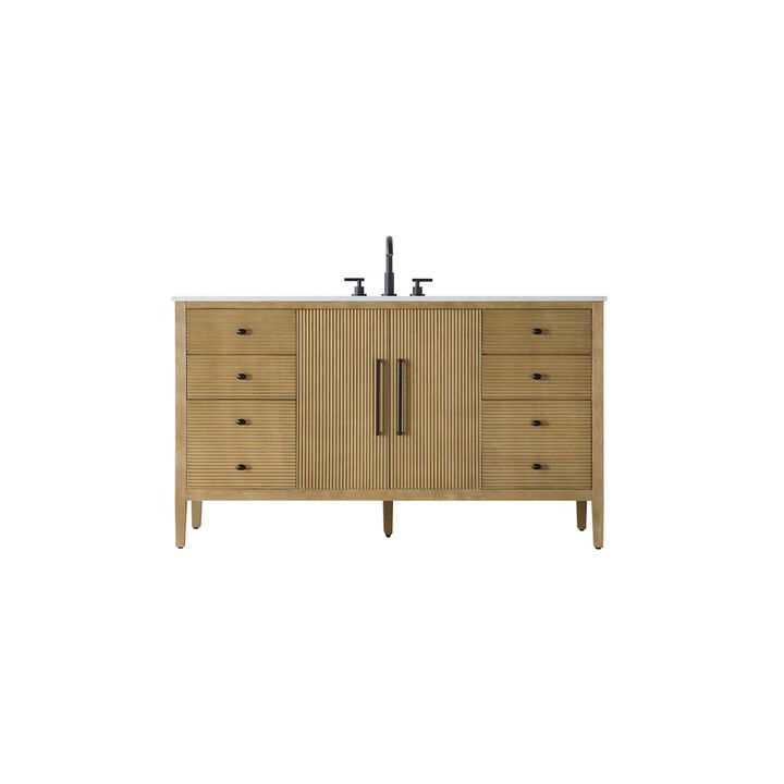 Elegant Kitchen and Bath 60 inch Single Bathroom Vanity in Linen Oak