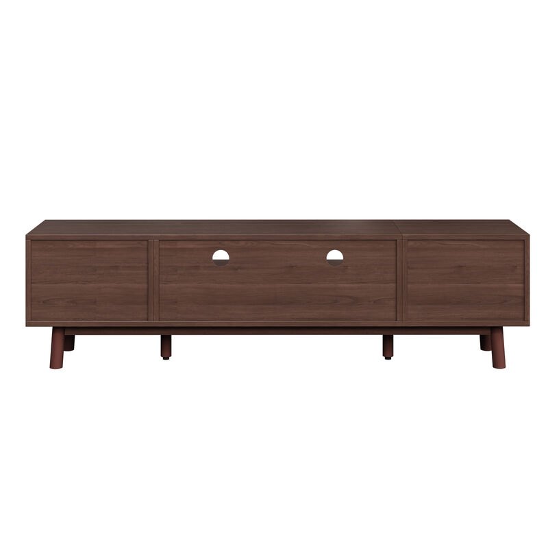 Merax Entertainment Center with Interwoven Rattan Drawers, Soft-Close Storage, Drop-Down Cabinet image number 0